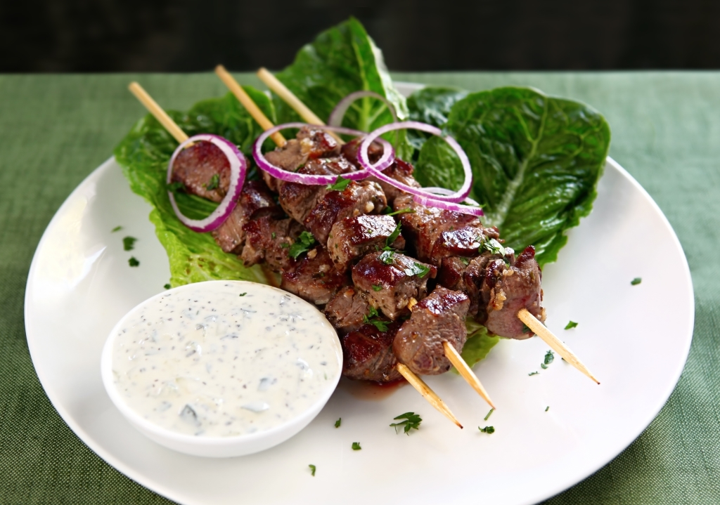 Beef Souvlaki Kebabs with Tzatziki Sauce